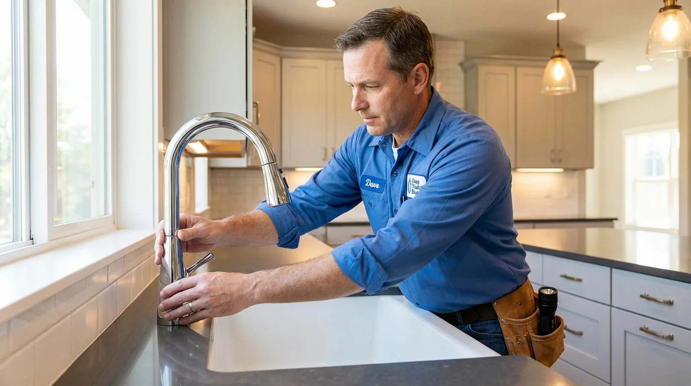 Kitchen faucet installation by Johns Plumbing LLC in Mason City