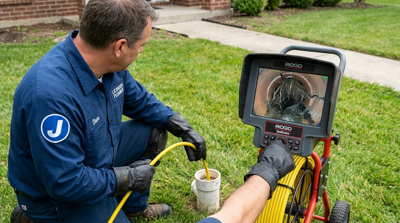 Sewer camera inspection being performed by Johns Plumbing LLC in Mason City